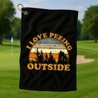 I Love Peeing Outside Golf Towel thumb 1