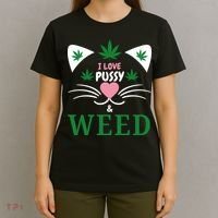 I Love Pussy And Weed Funny Cat Lovers And Pot Smokers Weed T-Shirt thumb 4