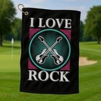 I Love Rock Golf Towel thumb 1