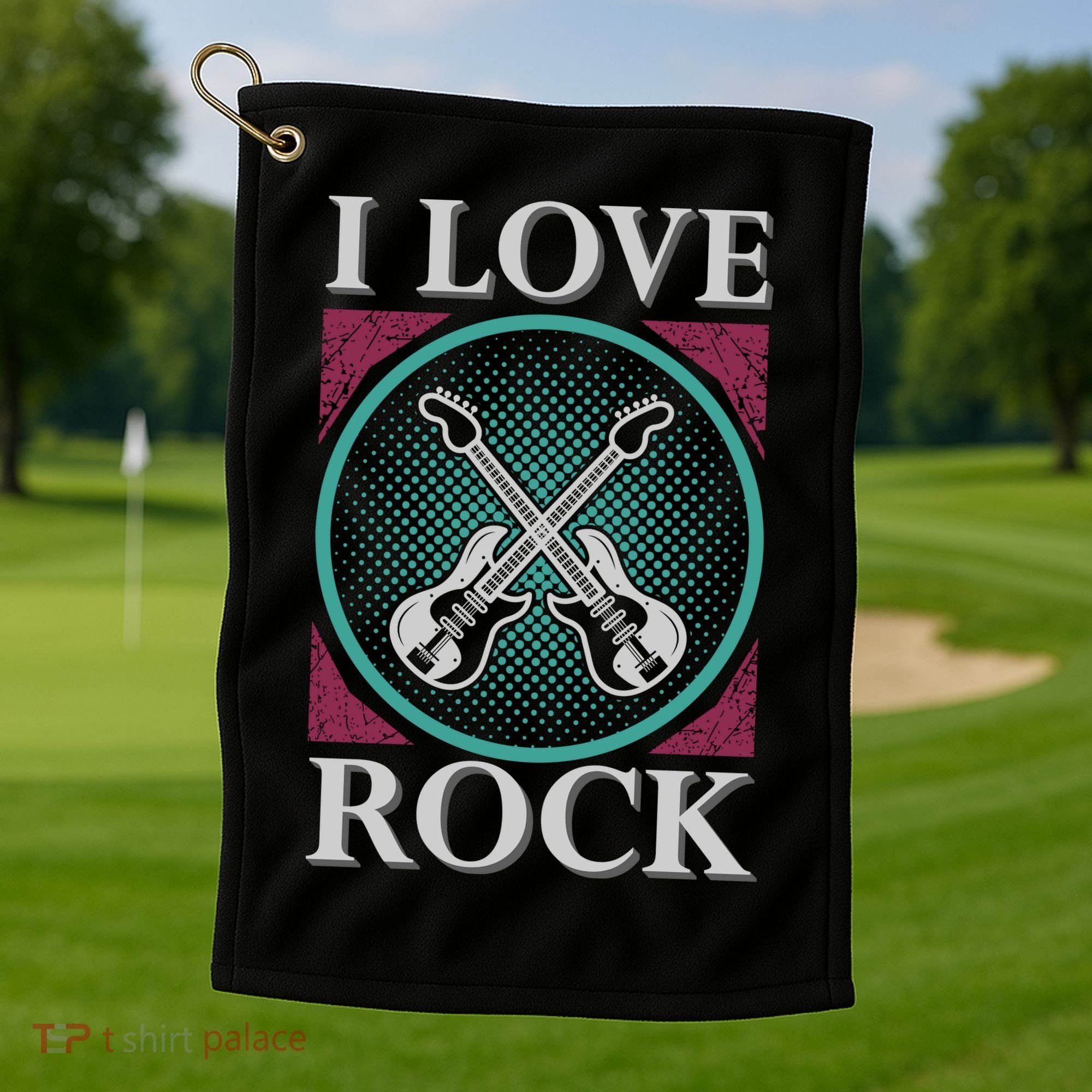 I Love Rock Golf Towel
