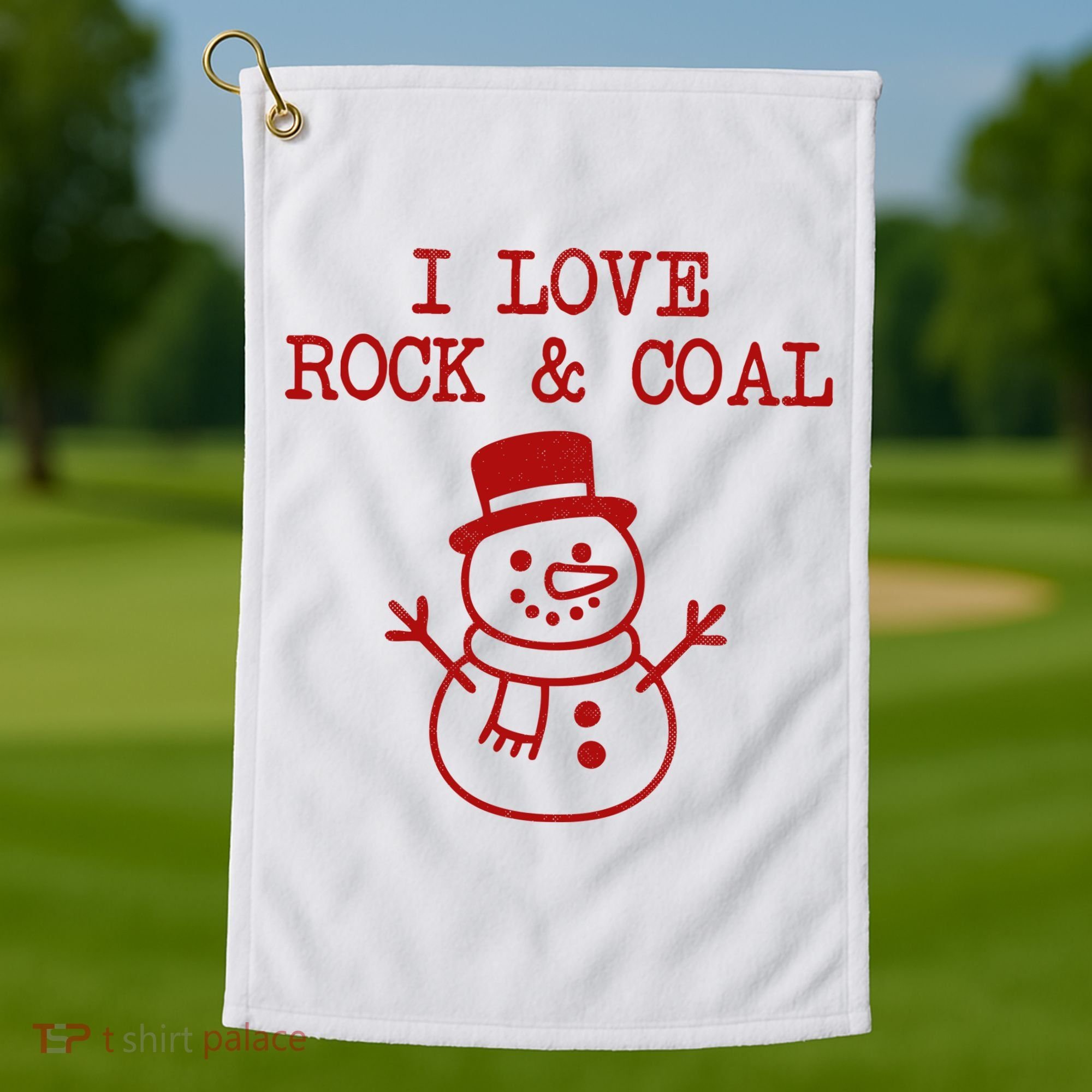 I Love Rock And Coal Christmas Golf Towel