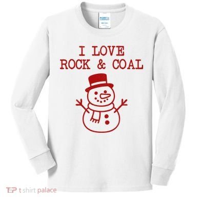 I Love Rock And Coal Christmas Kids Long Sleeve Shirt