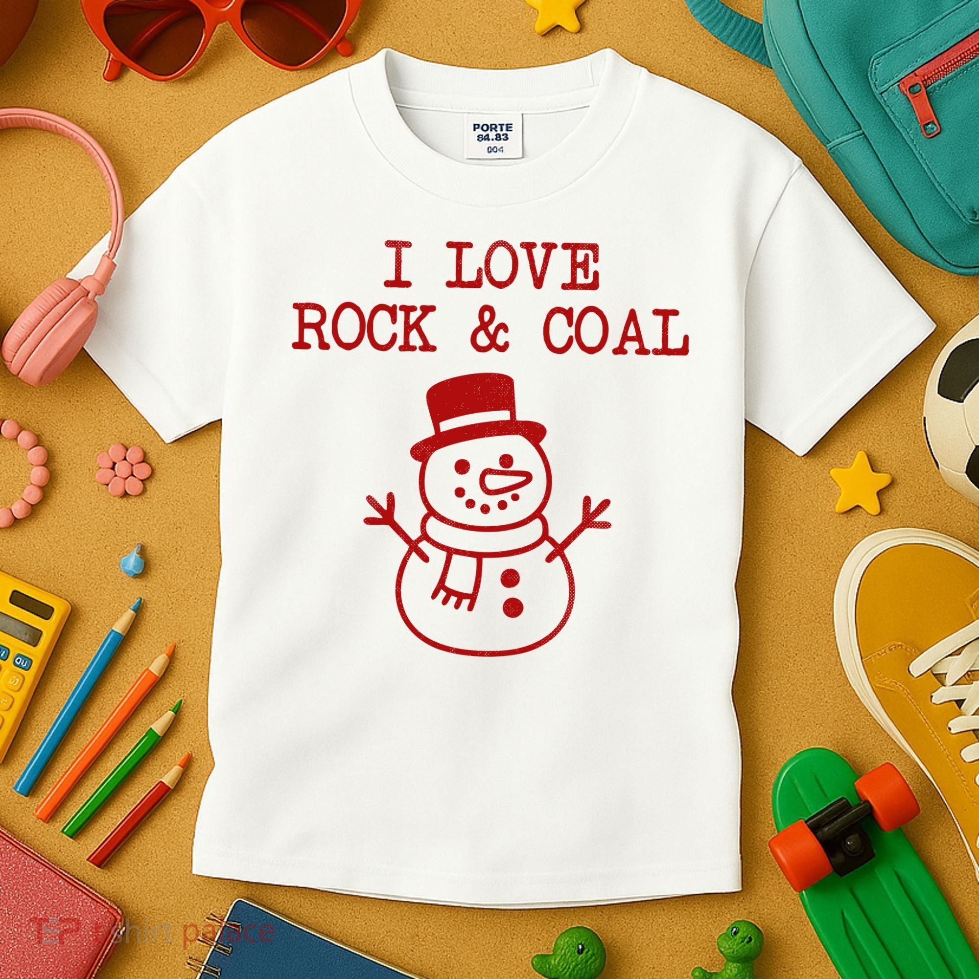 I Love Rock And Coal Christmas Kids T-Shirt