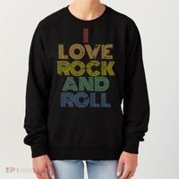 I Love Rock And Roll Distressed Rainbow 70s Women's Sweatshirt thumb 0