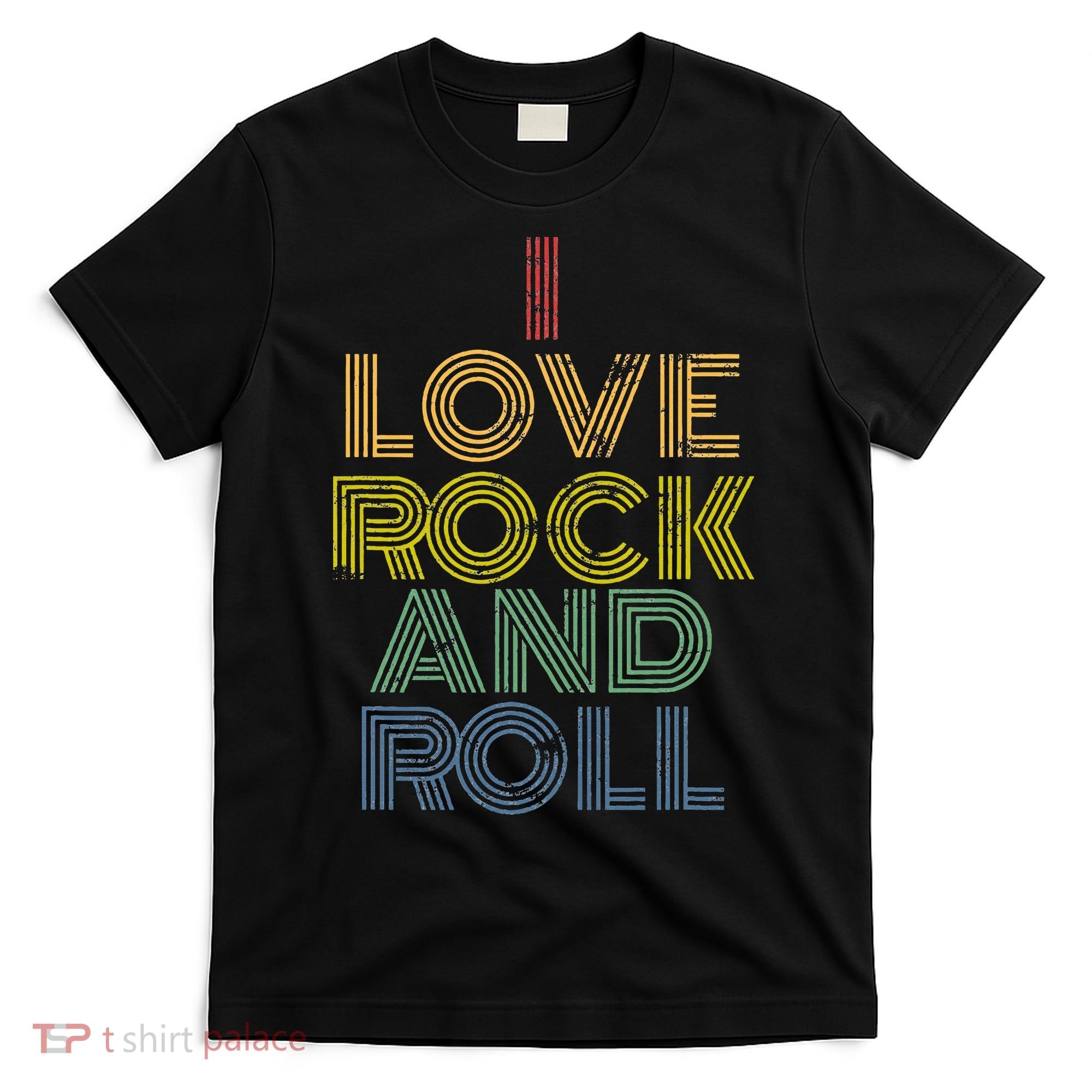 I Love Rock And Roll Distressed Rainbow 70s T-Shirt