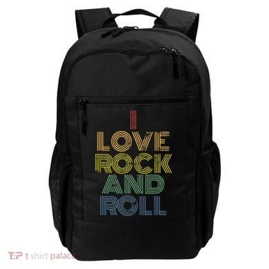 I Love Rock And Roll Distressed Rainbow 70s Backpack