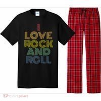 I Love Rock And Roll Distressed Rainbow 70s Pajama Set thumb 0
