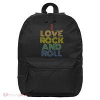 I Love Rock And Roll Distressed Rainbow 70s 16 in Basic Backpack thumb 0