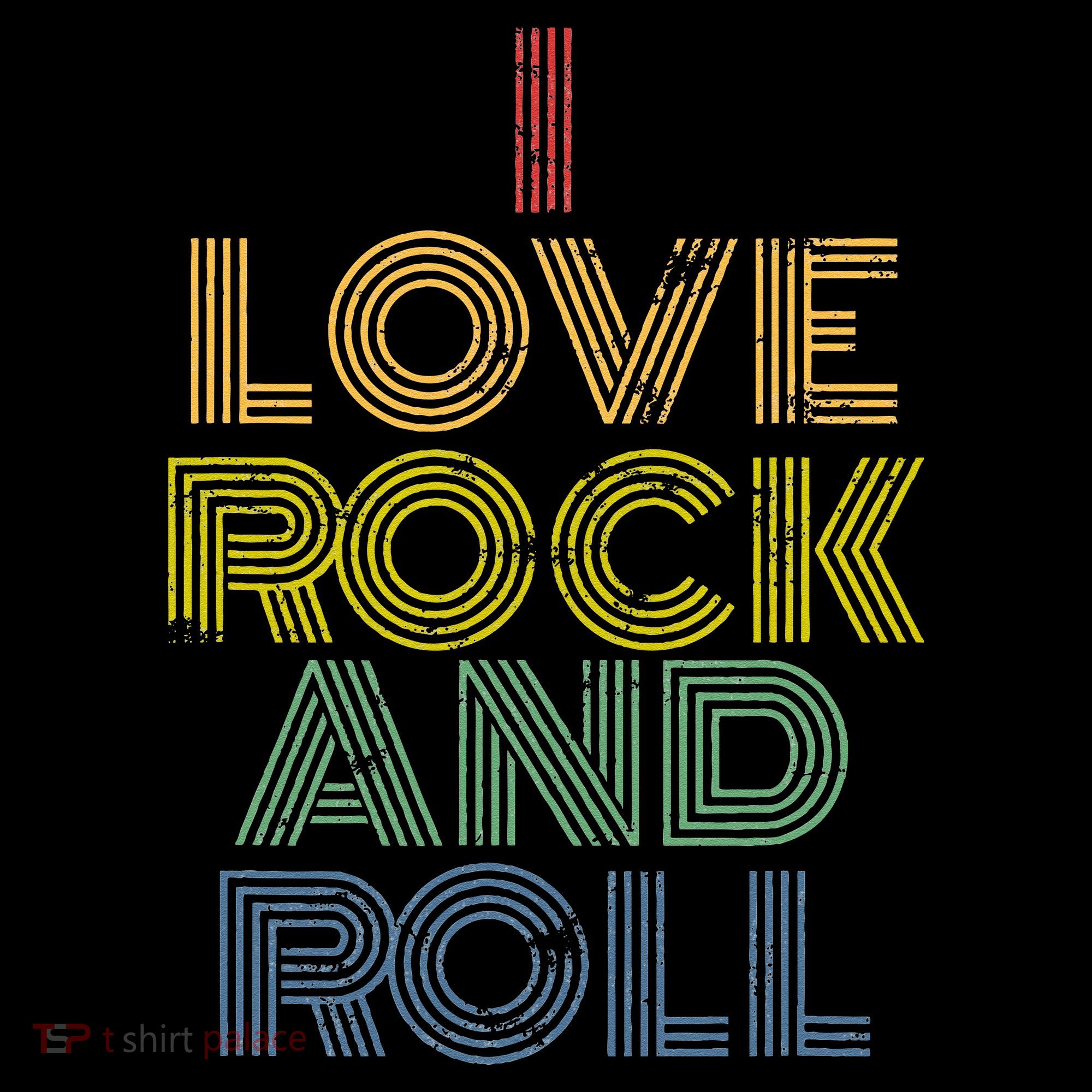 I Love Rock And Roll Distressed Rainbow 70s Women's Hoodie