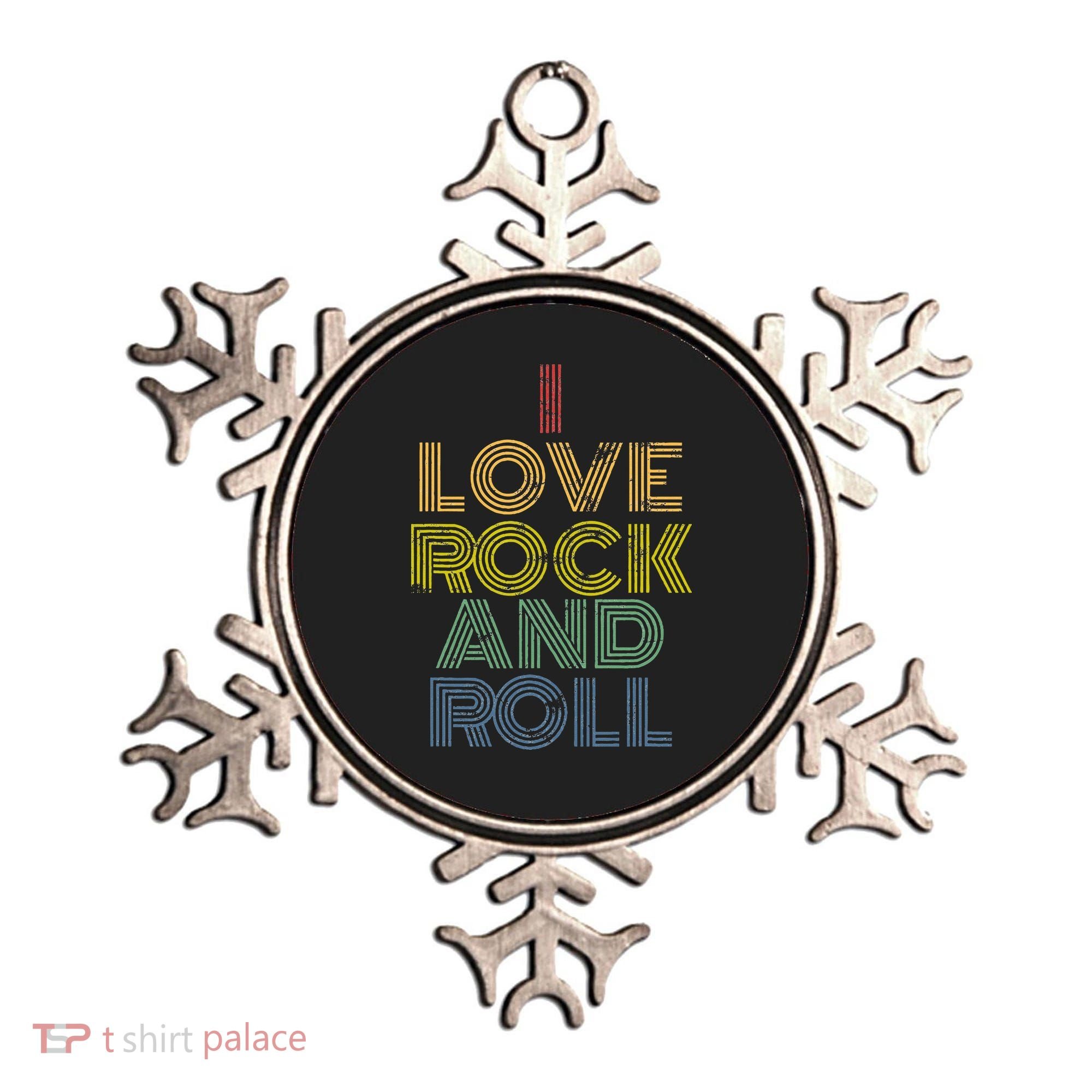 I Love Rock And Roll Distressed Rainbow 70s Ornament