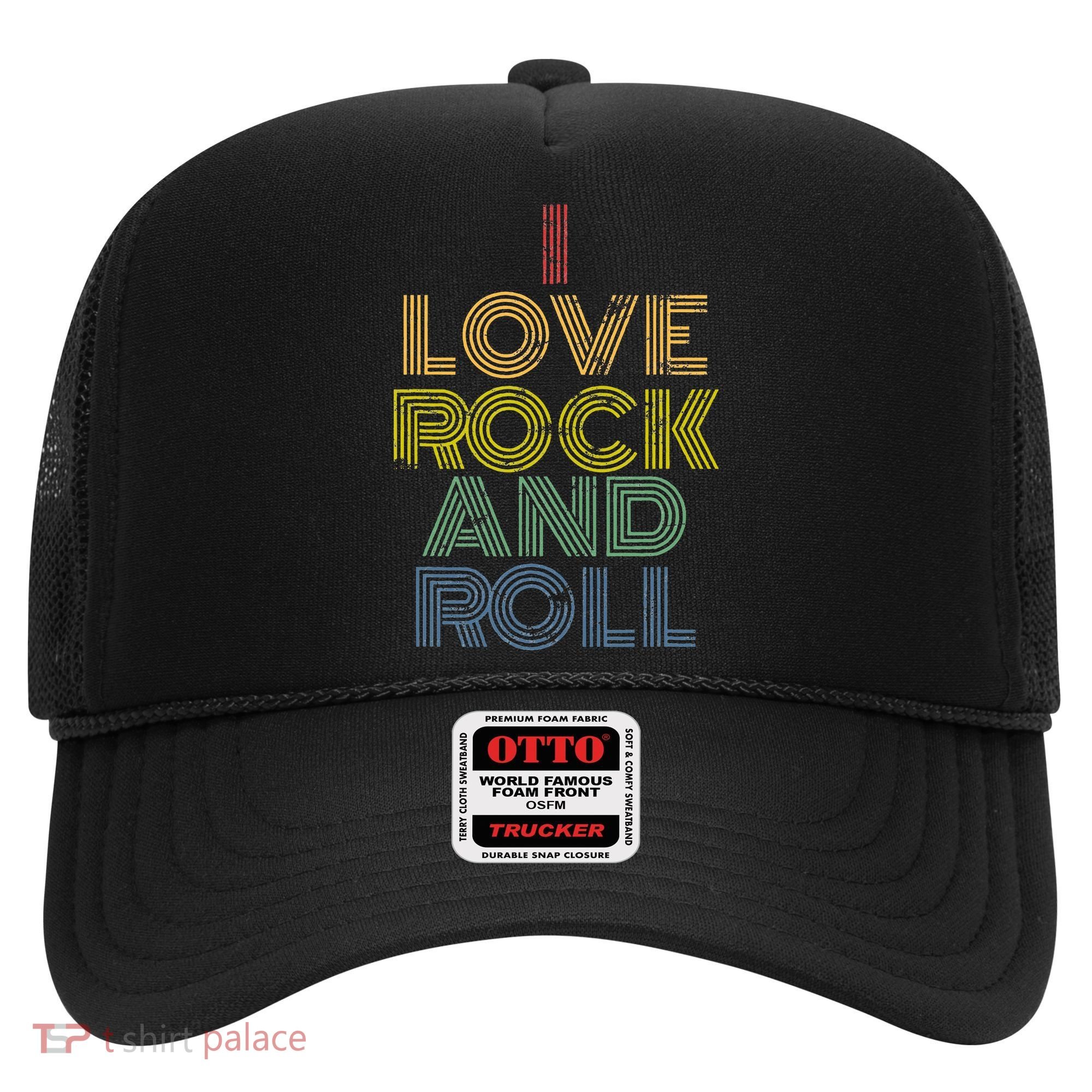I Love Rock And Roll Distressed Rainbow 70s Hat