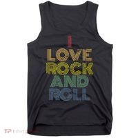 I Love Rock And Roll Distressed Rainbow 70s Tank Top thumb 0