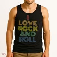 I Love Rock And Roll Distressed Rainbow 70s Tank Top thumb 3