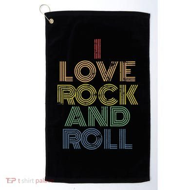 I Love Rock And Roll Distressed Rainbow 70s Golf Towel