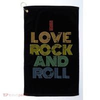I Love Rock And Roll Distressed Rainbow 70s Golf Towel thumb 0