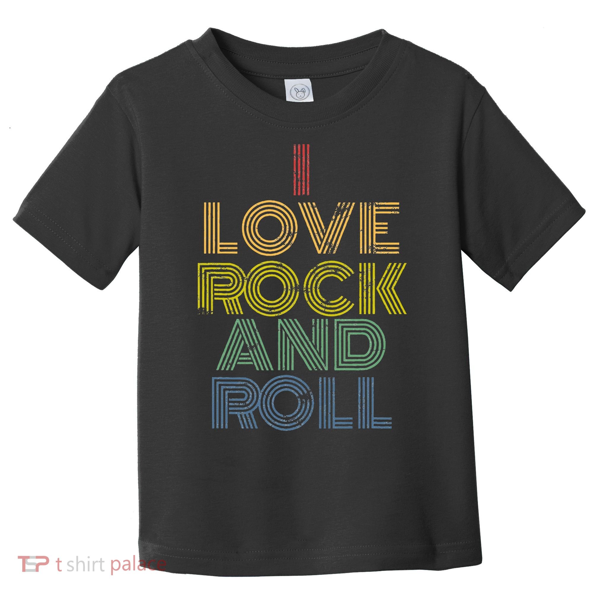 I Love Rock And Roll Distressed Rainbow 70s Toddler T-Shirt