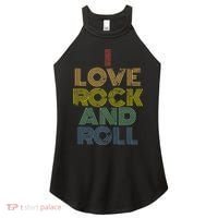 I Love Rock And Roll Distressed Rainbow 70s Women's Perfect Tri Rocker Tank thumb 0
