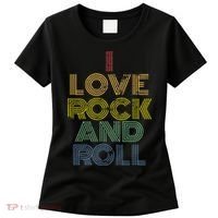 I Love Rock And Roll Distressed Rainbow 70s Women's T-Shirt thumb 0