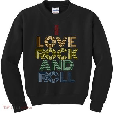 I Love Rock And Roll Distressed Rainbow 70s Kids Sweatshirt