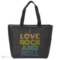 I Love Rock And Roll Distressed Rainbow 70s Tote Bag thumb 0