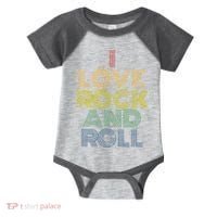 I Love Rock And Roll Distressed Rainbow 70s Infant Baby Jersey Bodysuit thumb 0