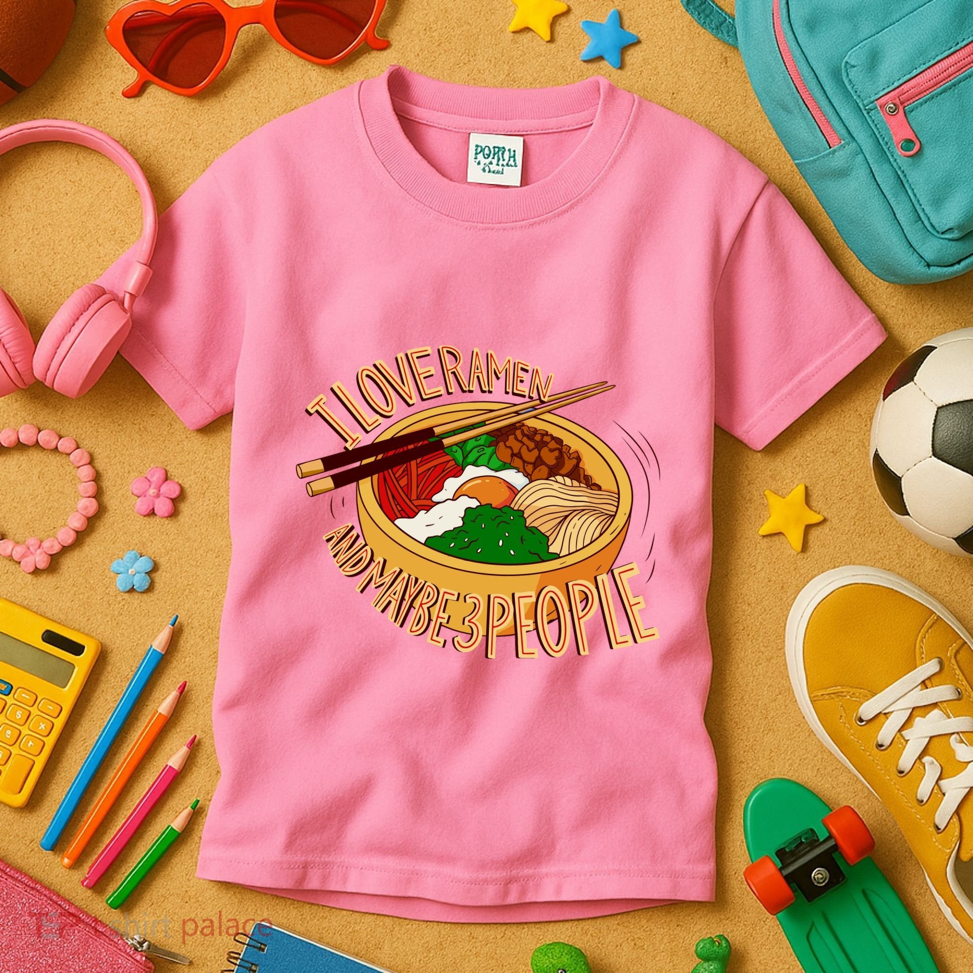 I Love Ramen Noodles And Maybe 3 People Kids T-Shirt