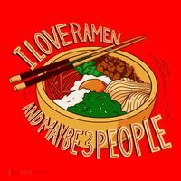 I Love Ramen Noodles And Maybe 3 People Santa Hat thumb 1