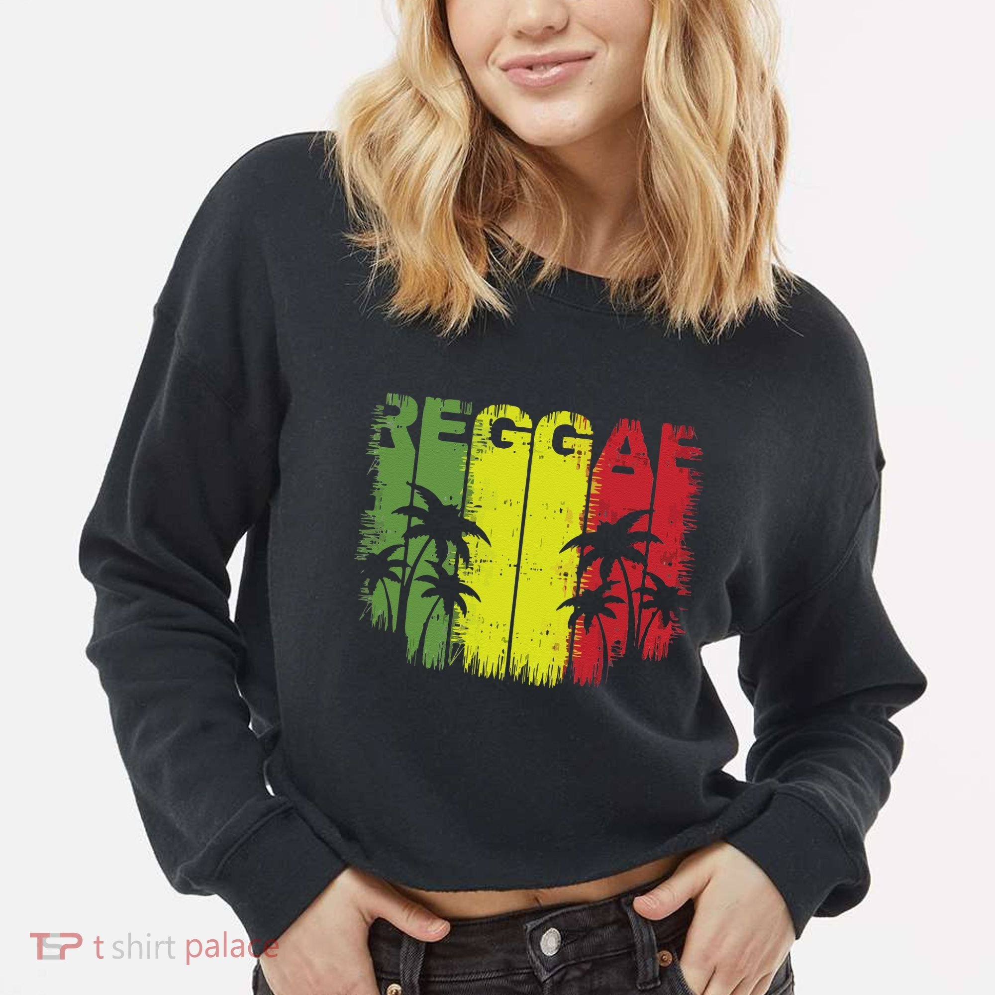 I Love Reggae Music Hoodie Cropped Pullover Crew