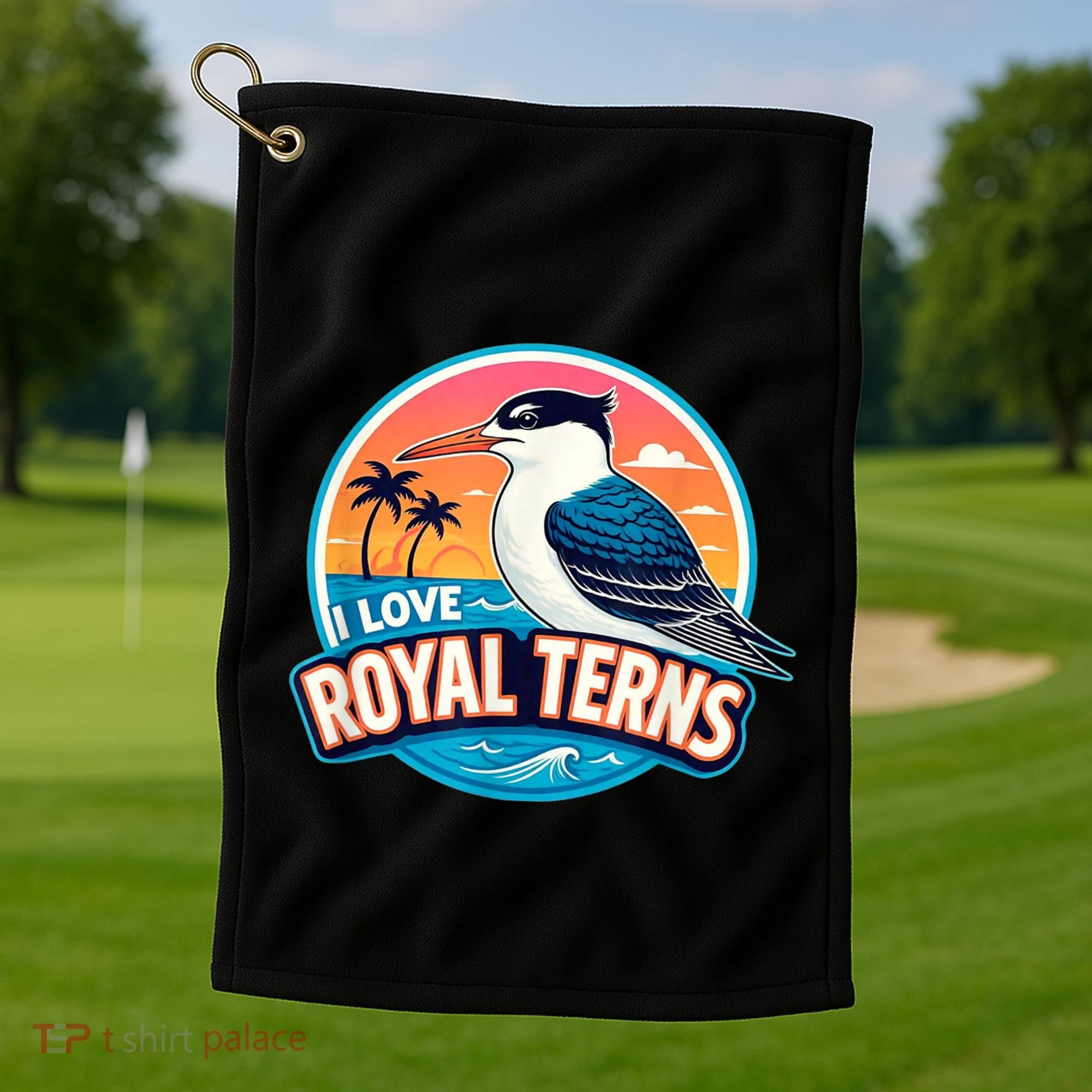 I Love Royal Terns Bird Watcher Sarasota Bradenton Beaches Golf Towel