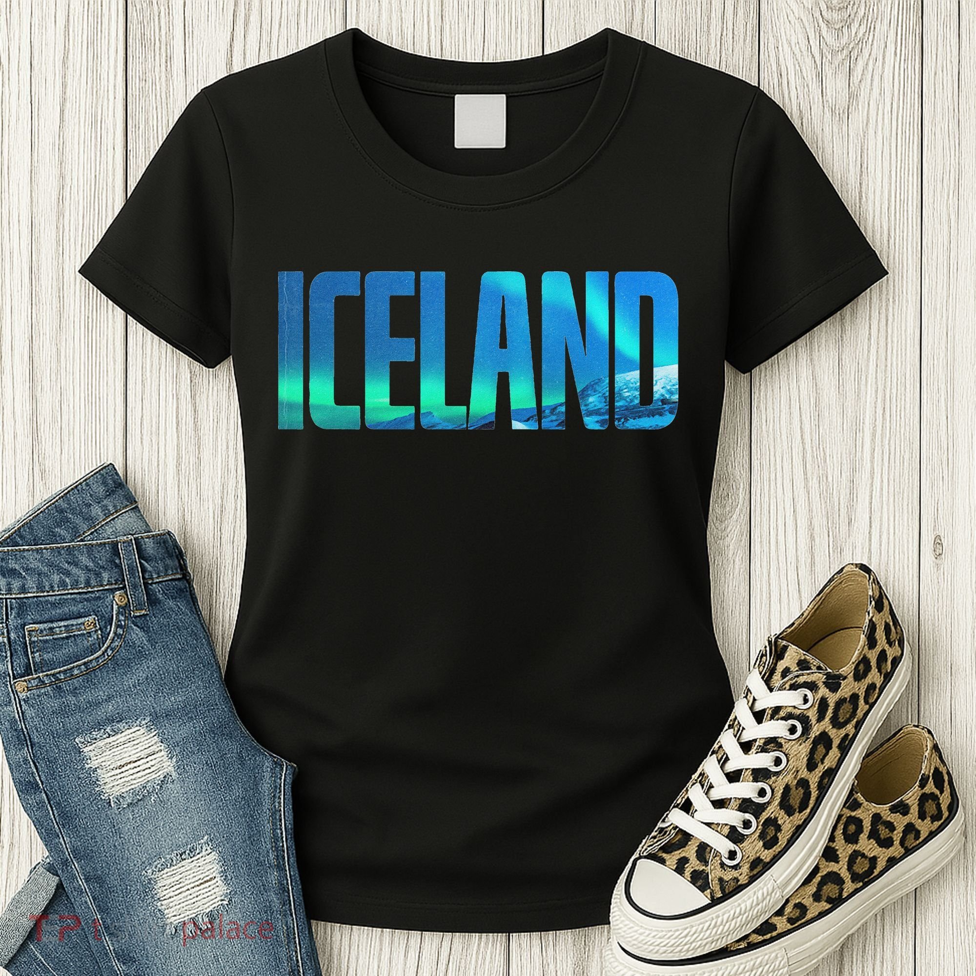 Icelandic Lights Reykjavik Vacations Iceland Women's T-Shirt