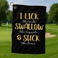 I Lick Salt Swallow Tequila Suck Lime Funny Mexican Ing Gift Golf Towel thumb 1