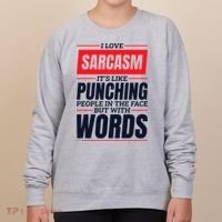 I Love Sarcasm ItS Like Punching People In The Face Women's Sweatshirt thumb 0