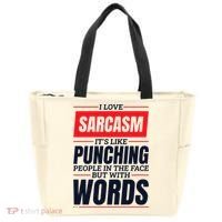 I Love Sarcasm ItS Like Punching People In The Face Tote Bag thumb 0