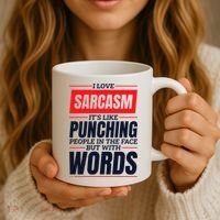I Love Sarcasm ItS Like Punching People In The Face Coffee Mug thumb 3