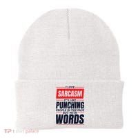 I Love Sarcasm ItS Like Punching People In The Face Beanie thumb 0