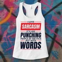 I Love Sarcasm ItS Like Punching People In The Face Women's Tank Top thumb 3