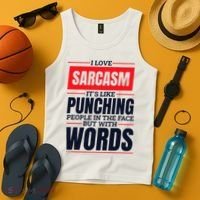 I Love Sarcasm ItS Like Punching People In The Face Tank Top thumb 4