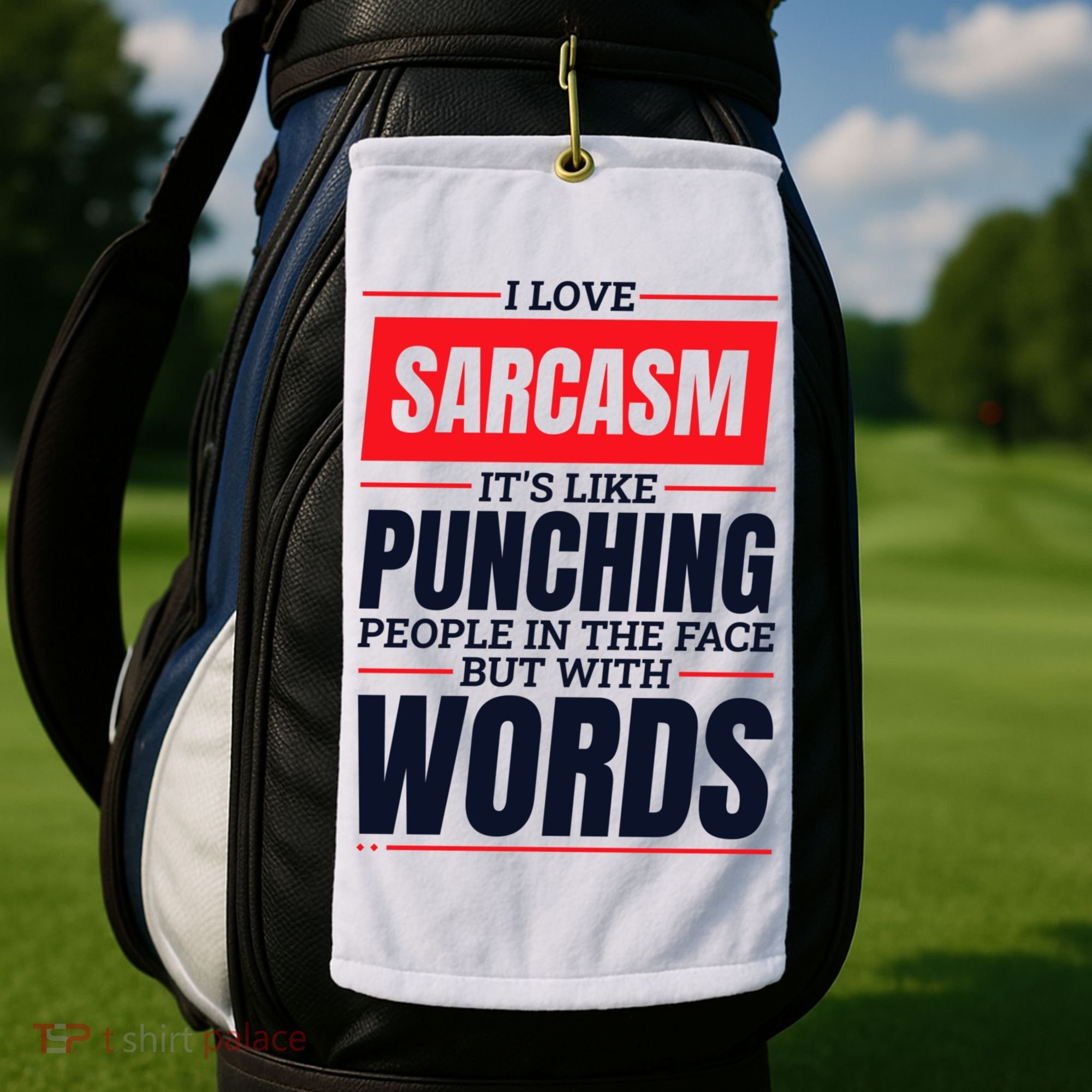I Love Sarcasm ItS Like Punching People In The Face Golf Towel