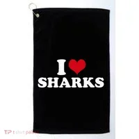 I Love Sharks Golf Towel thumb 0