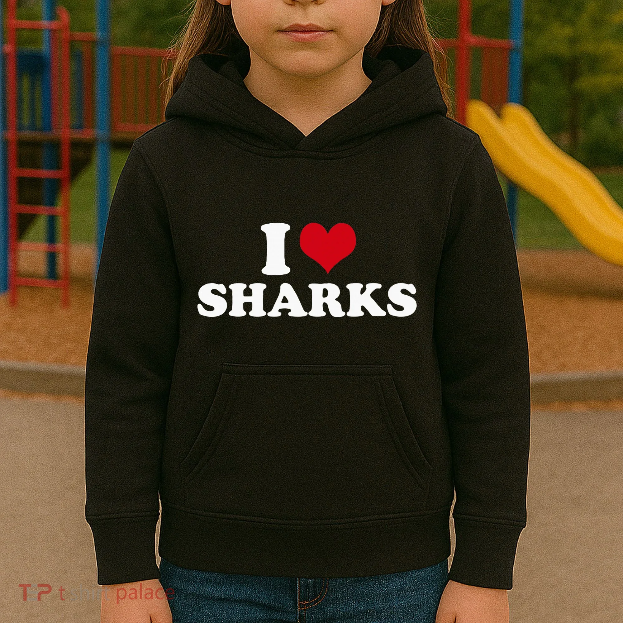 I Love Sharks Kids Hoodie