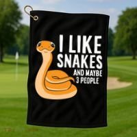 I Like Snakes And Maybe 3 People Snake Reptile Lover Cool Gift Golf Towel thumb 1