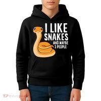 I Like Snakes And Maybe 3 People Snake Reptile Lover Cool Gift Kids Hoodie thumb 4