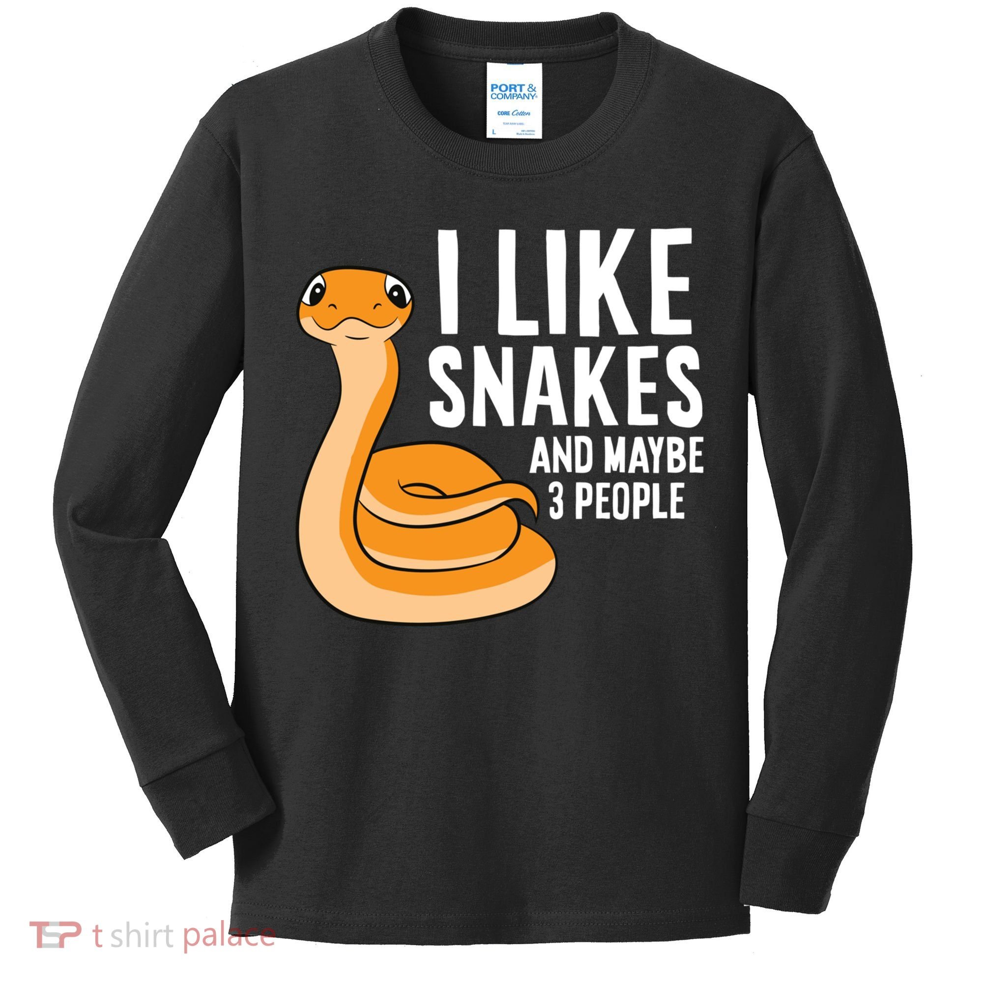 I Like Snakes And Maybe 3 People Snake Reptile Lover Cool Gift Kids Long Sleeve Shirt