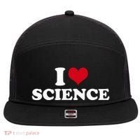 I Love Science 7 Panel Mesh Trucker Snapback Hat thumb 0