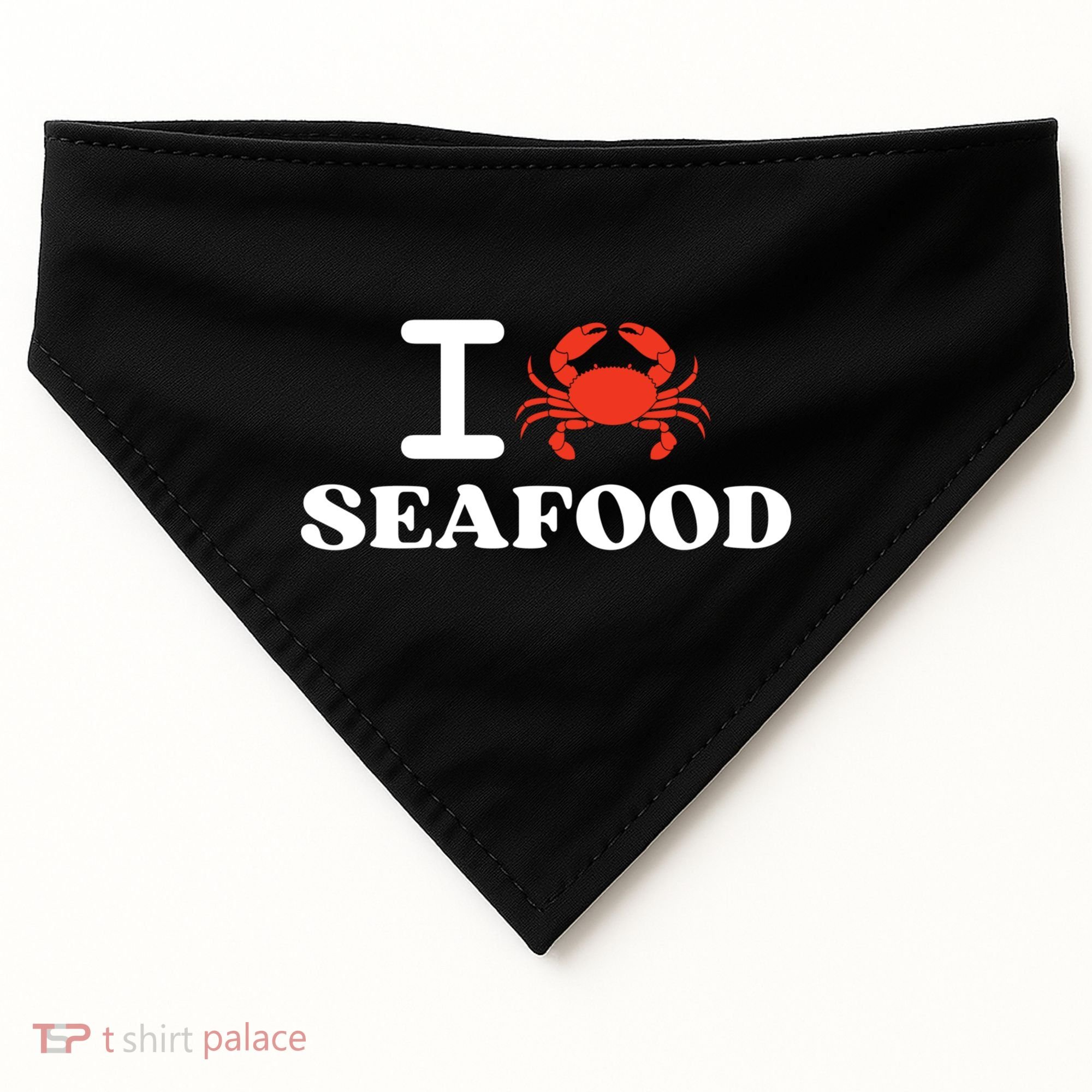 I Love Seafood Crab Shellfish National Seafood Month Gift USA-Made Doggie Bandana