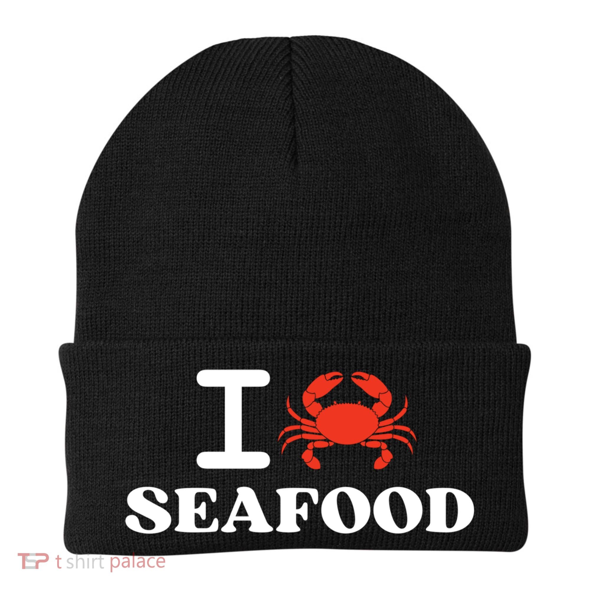 I Love Seafood Crab Shellfish National Seafood Month Gift Beanie