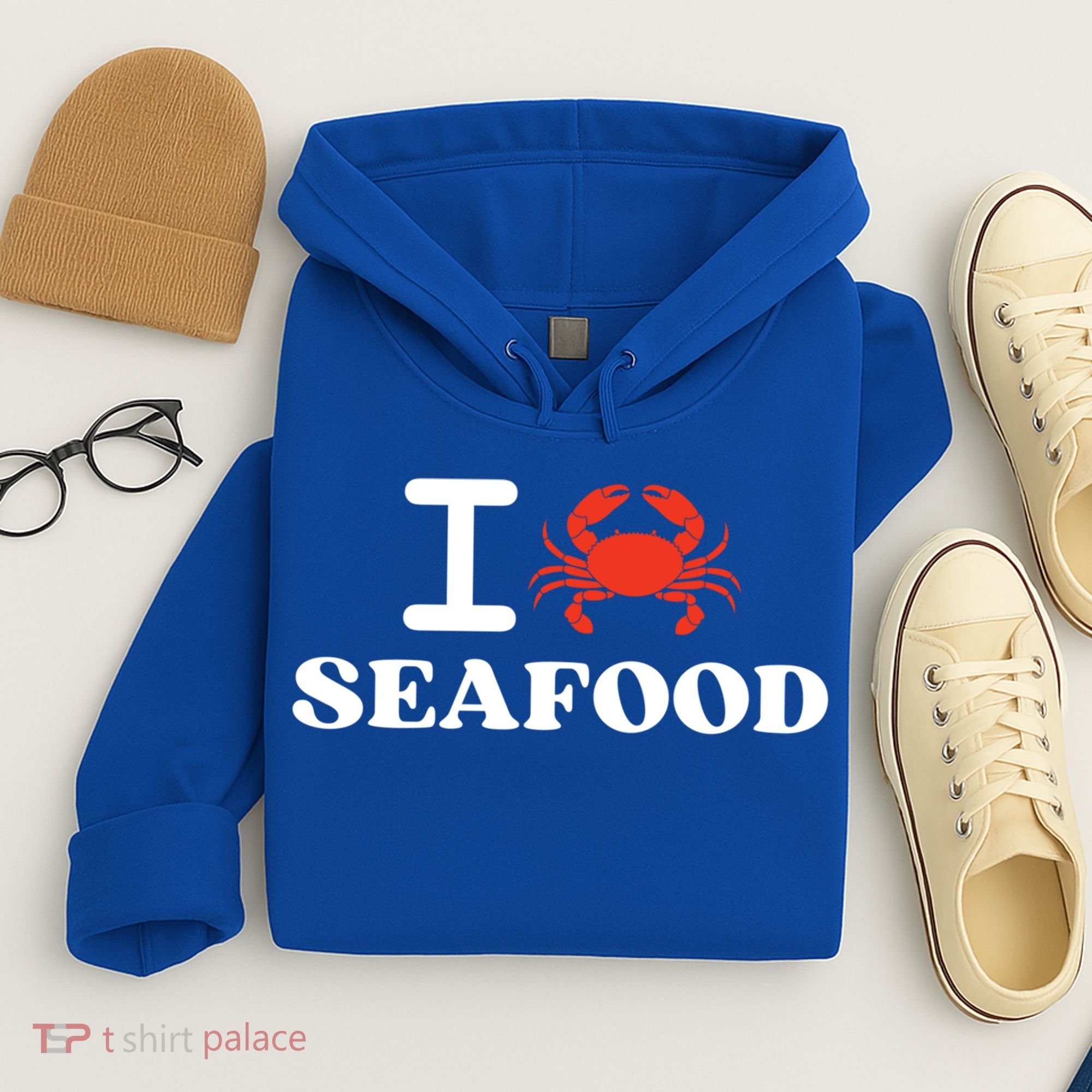 I Love Seafood Crab Shellfish National Seafood Month Gift Hoodie
