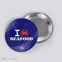 I Love Seafood Crab Shellfish National Seafood Month Gift Button thumb 0