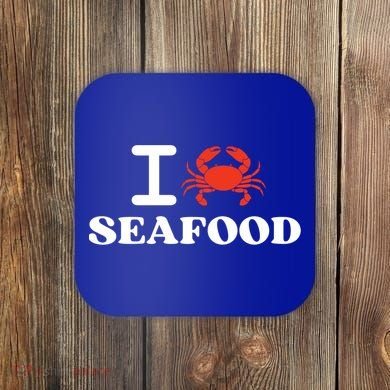 I Love Seafood Crab Shellfish National Seafood Month Gift Coaster