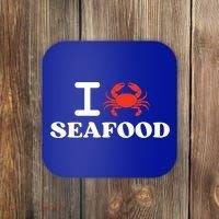 I Love Seafood Crab Shellfish National Seafood Month Gift Coaster thumb 0